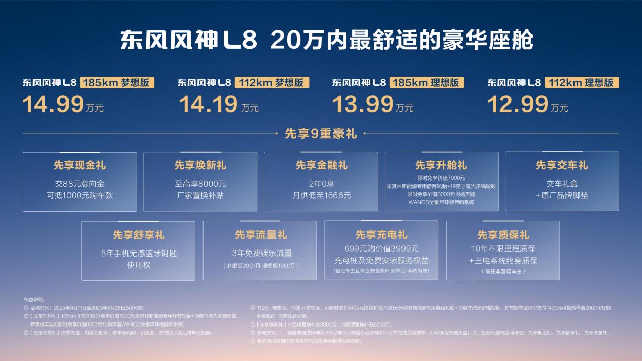 来了！东风风神L8预售1299万元起开元棋牌试玩20万内最舒适豪华座舱(图5)